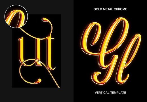 Gold Metal Chrome Effect For Poster And Print Design