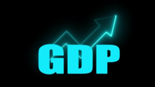 GDP Growth concept Global economy, national budgets, GDP, market analysis, gross domestic product. Animation of GDP sign with up arrow graph 4K animation..