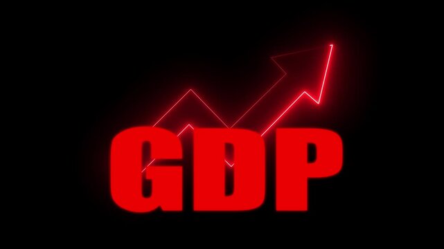 GDP Growth concept Global economy, national budgets, GDP, market analysis, gross domestic product. Animation of GDP sign with up arrow graph 4K animation..