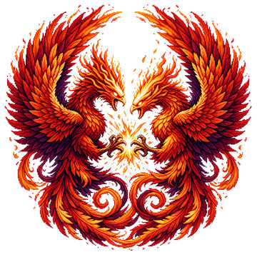 Retro Game Style Phoenix Emblem and Avatar Set
