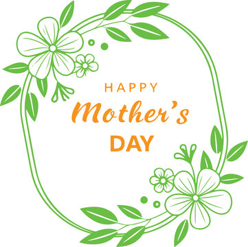 Abstract Floral Background with Green Leaves Clover and Blooming Flowers Vector Frame for Spring Holiday Greeting Card Invitation and Decorative Border