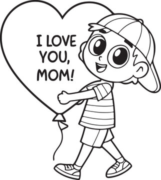 Cute Cartoon Boy Holding Heart with Happy Smile Vector Illustration for Kids Love Education Business Design and Friendly Character Icon