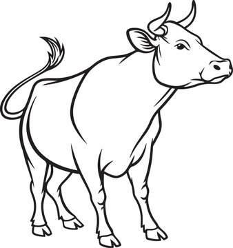 Cute Cartoon Cow Vector Illustration Isolated on White Background for Farm Agriculture Dairy Livestock Animal and Nature Design