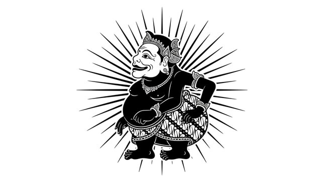 Javanese Wayang Punokawan Semar Character Illustration - Traditional Indonesian Art