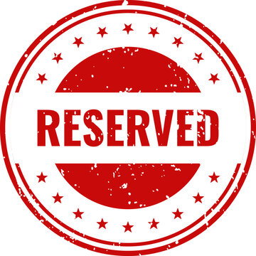 Distressed red 'reserved' stamp with stars isolated vector graphic for signage and event planning