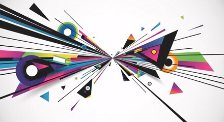 Fototapeta premium Vibrant abstract geometric shapes explosion.