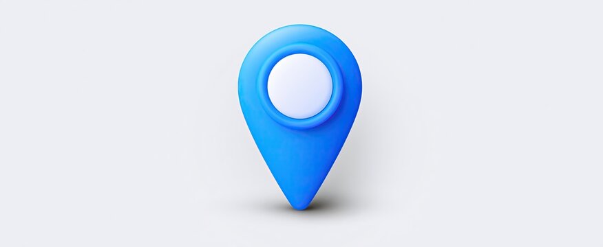 Bright blue map marker on a clean white surface, featuring a sleek, glowing design ideal for navigation tools.