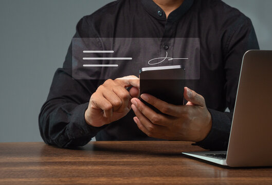 Businessperson Approving Digital Signature on Smartphone