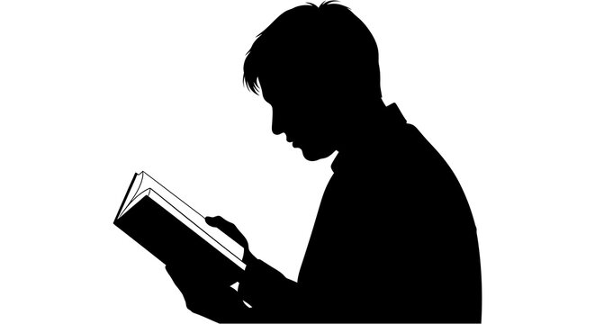 Man Reading Book In Profile Silhouette reader