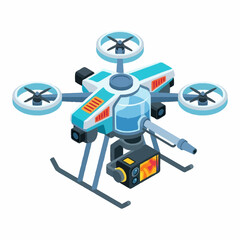 Fototapeta premium Modern quadcopter drone with camera flying in the sky.