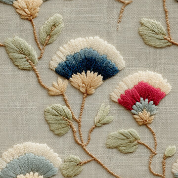 Botanical leaf motif seamless fabric texture pattern
