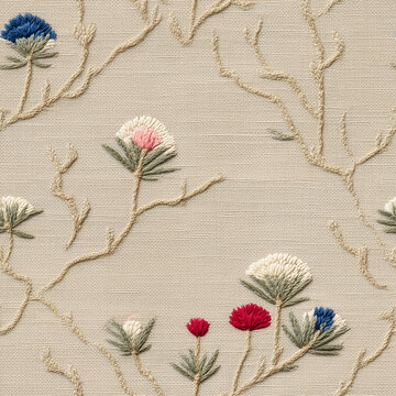 Botanical leaf motif seamless fabric texture pattern