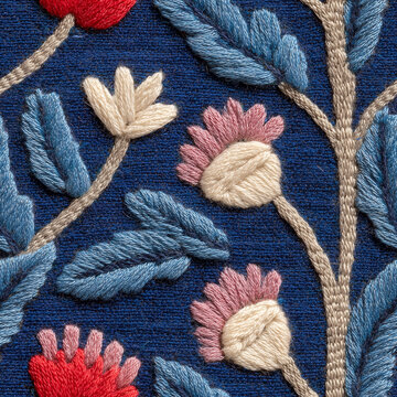 Botanical leaf motif seamless fabric texture pattern