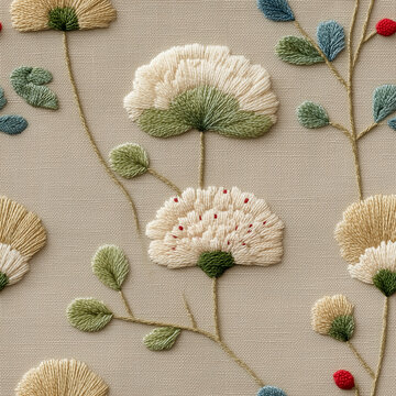 Botanical leaf motif seamless fabric texture pattern