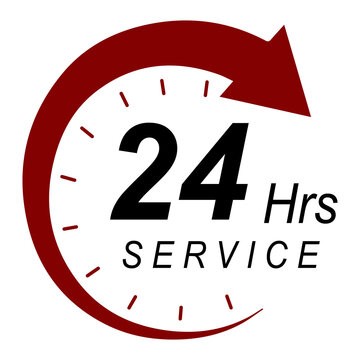 Twenty four hours service icon, customer support symbol, twenty four seven assistance vector illustration