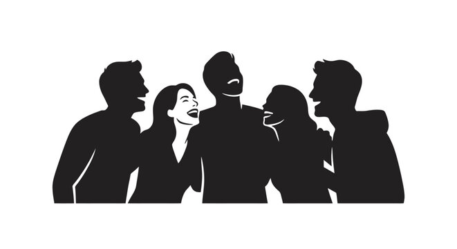 Silhouette of a diverse group of people.
