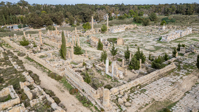 Exploring the ancient ruins of Cyrene in Eastern Libya from above