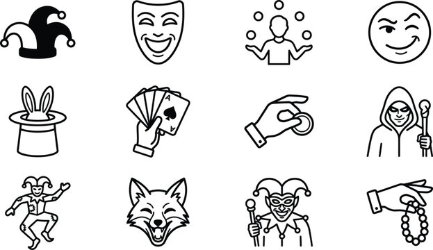 Various circus and magic icons