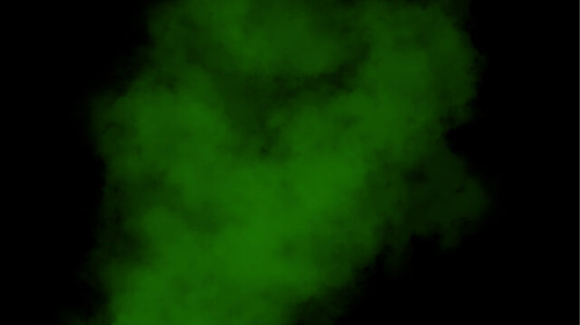 Green smoke texture on black background