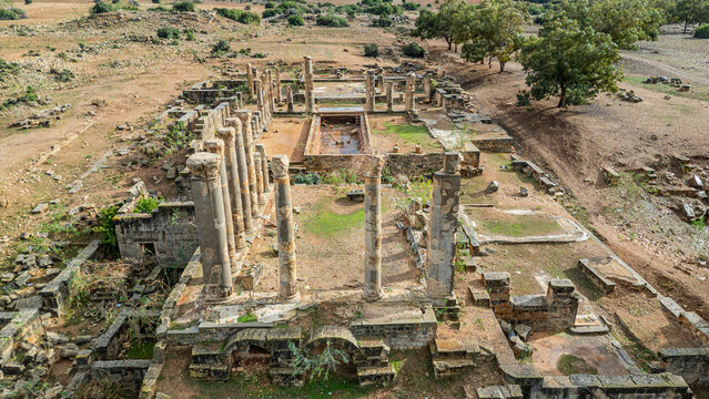 Exploring ancient ruins in Ptolemais, an archaeological site in Eastern Libya from Hellenistic times