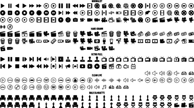 Video icon set. Cinema and movie symbol. Vector illustration