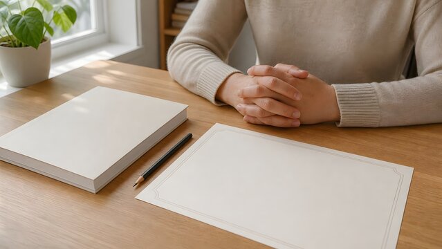 Adult Learner Completing a Course Workbook at a Quiet Desk