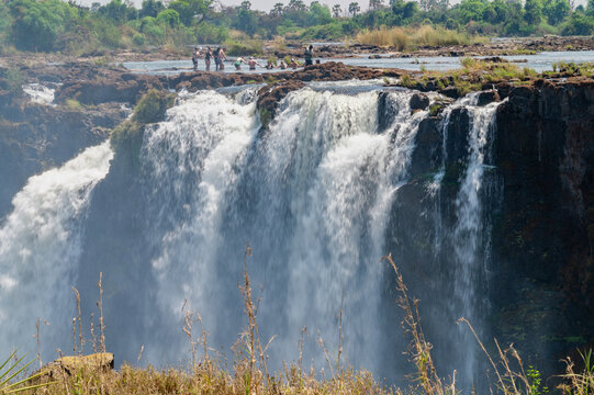 Victoria Falls towards the end of the dry season showing from the Zimbabwe side