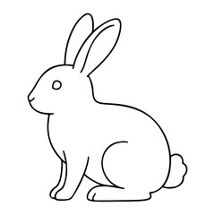 Obraz premium Charming hand-drawn vector illustration of a cute sitting rabbit in elegant minimalist line outline style ideal for scalable animal designs nature projects and creative graphic resources
