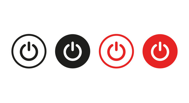 Four power button icons in different colors are shown.