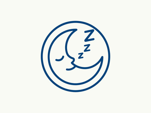 Sleeping Moon Face Icon Symbol.