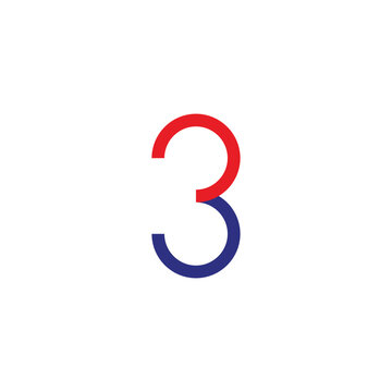 Number 3 fold, geometric symbol simple logo vector