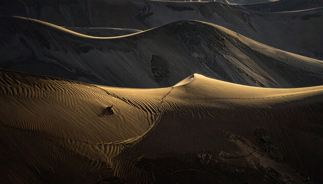 Dark Desert Dunes Under Dramatic Light