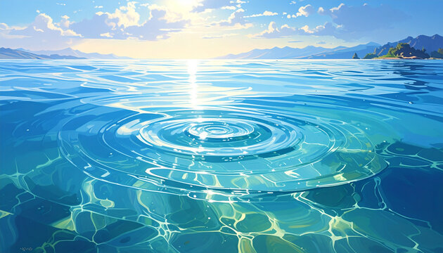 Sunlit Tropical Sea Ripple Background