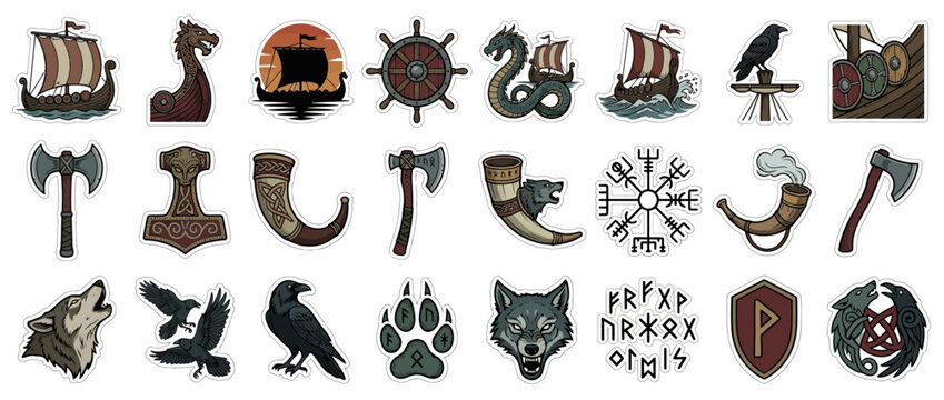 Viking Symbols & Icons Collection - Norse Mythology Graphics
