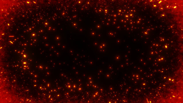 飛び散る火の粉のエフェクトの枠の背景画像	