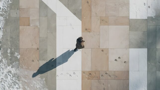 Overhead Winter Walker in Soft Dawn Light for architectural layout