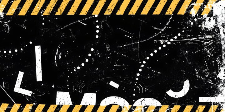 Black and yellow industrial hazard border, construction warning background
