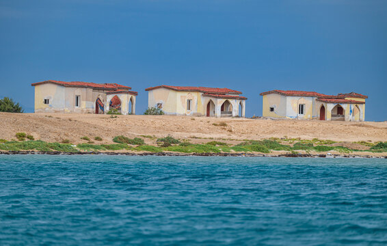 Abandoned resort buildings near the Red Sea in Sudan, linked to the Red Sea diving resort film