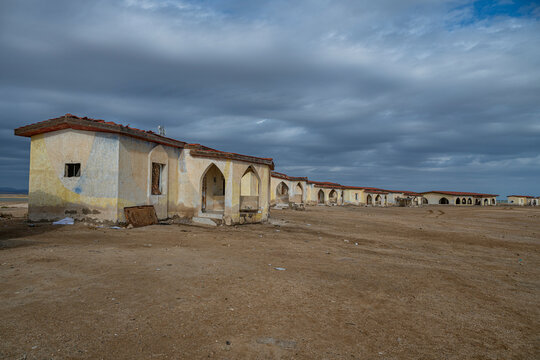 Abandoned resort buildings from the movie Red Sea diving resort in Arous camp near the Red Sea in Sudan