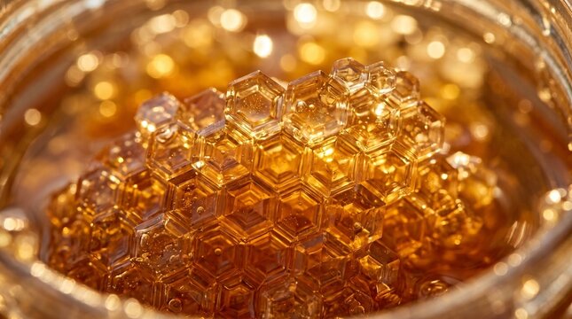 Macro Photography of Crystallized Honey with Golden Textured Detail