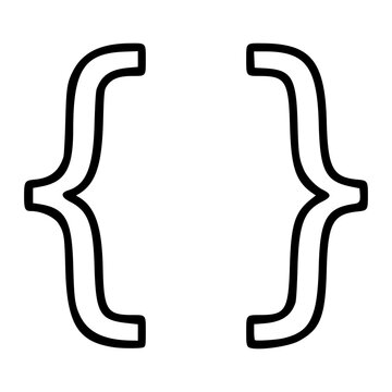 Curly braces code bracket symbol vector icon illustration for programming software development web design minimal black outline style developer coding syntax markup language