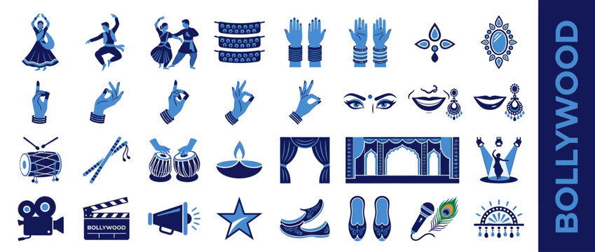 Indian Cultural Performance Icons Set