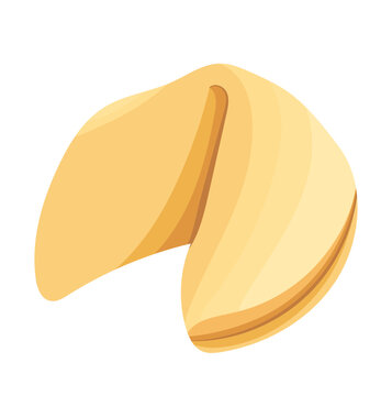 Single Fortune Cookie Sweet Snack Illustration Isolated on White Background