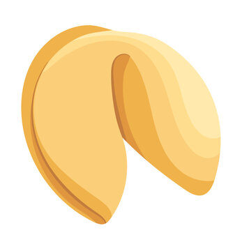 Single Fortune Cookie Sweet Snack Illustration Isolated on White Background