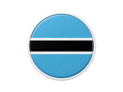Round badge icon featuring the national flag of botswana isolated on transparent background
