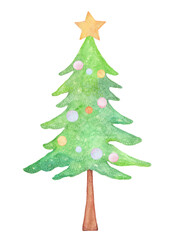 Fototapeta premium 水彩で描いたクリスマスツリー 