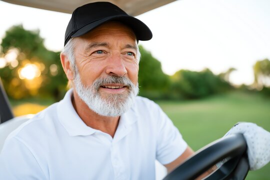 A cheerful man enjoying a relaxing day on the golf course