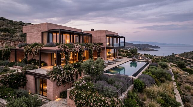 Luxury Hillside Villa with Pool Overlooking Mediterranean Sea