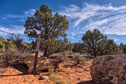Campground sign showing 14 day limit at site in Marble Canyon, Arizona