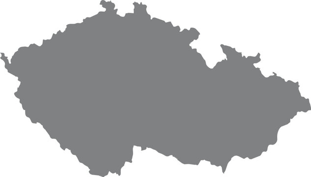 Simple grey map silhouette of the czech republic